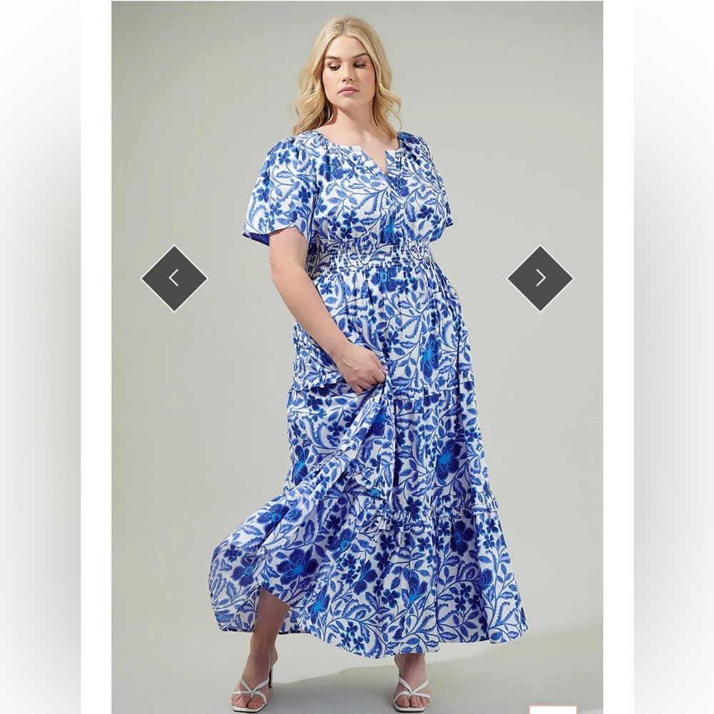 SugarLips Celeste Floral Palmer Poplin Tiered Maxi Dress - Picture 3 of 6